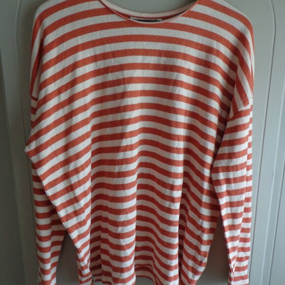 NWT PASSENGER Panorama Striped T-Shirt L Glazed Ginger Dropped Shoulder - Picture 1 of 12